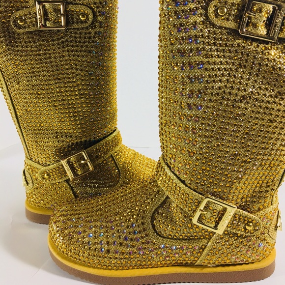 Gold crystal rhinestone boots - Picture 2 of 8
